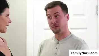 Stepmom sexy oil wet dick massage