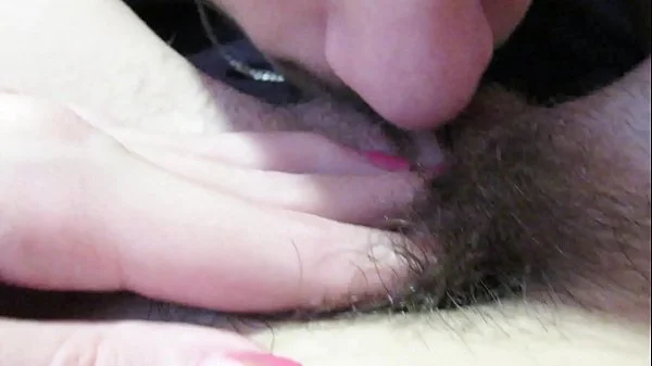 Big clit licking and sucking until she cums hard hairy girlfriend huge orgasm in close up