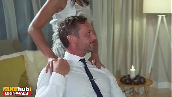 Fakehub - Thanksgiving dinner with kinky family gets weird when horny step mom milf seduces teen step son by offering up her ass for anal and pussy for creampie after blowjob and sex