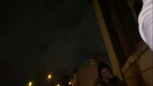 Woman on street gets offered a cigarette to flash and piss in public