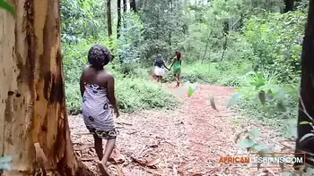 Ebony Black Fairies Walking In The Jungle Get Teased By Big Black Tit MILF Wanting Lesbian Threesome