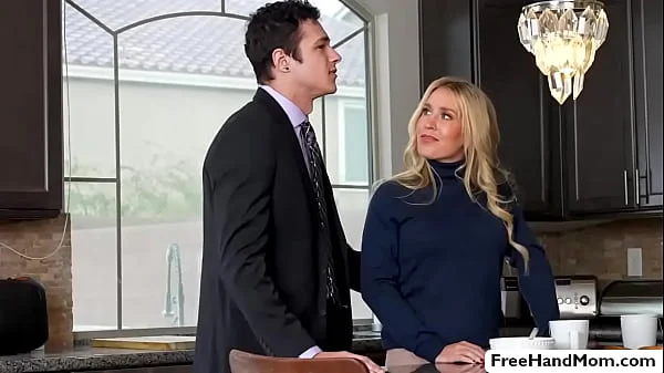 Busty milf Sarah Taylor sucks fucks husbands boss in office