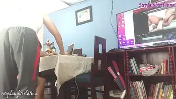 My stepfather caught me watching porn... He decided to fuck my pussy