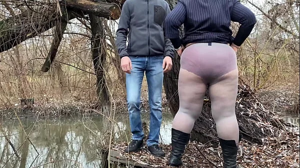 Mother-in-law took off her panties and pantyhose to satisfy the lascivious glances of her stepson-in-law