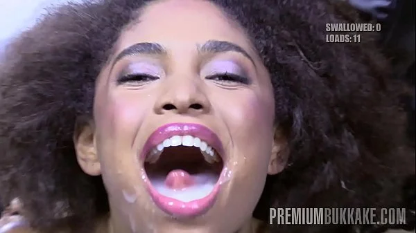 Premium Bukkake - Luna Corazon swallows 50 huge mouthful cum loads