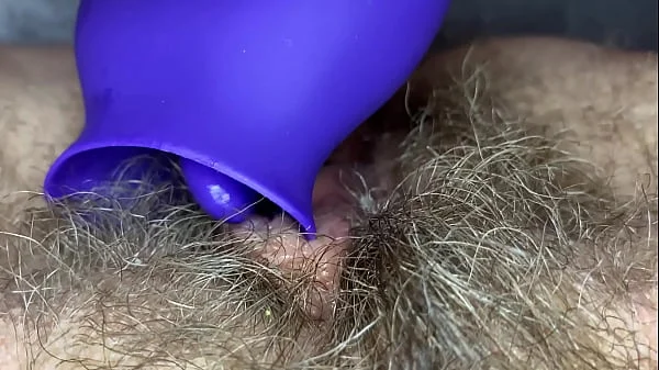 Extreme closeup big clit licking toy orgasm hairy pussy