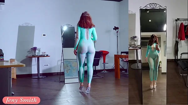 Rehearsals pt1. Jeny Smith in tansparent suit with high heels