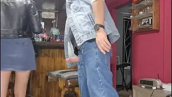 Biker chick gives me a tight handjob that leads to massive cumshot