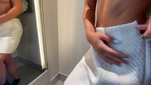 Try new outfit with cum-risky public in mall