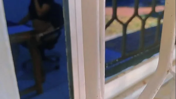 My young neighbor watches porn and masturbates with the window facing the street open. How delicious to see how she touches her pussy and her small tits, she is the most beautiful girl in the village