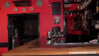 Hardcore sex in a bar with a beautiful waitress