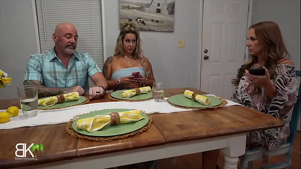 Misty likes to tease StepDad at the table