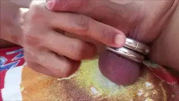 Playing dick at public beach