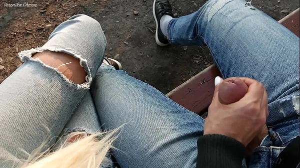 Girl Was Surprised To See Guy Jerking Off Dick In The Park And Made Him Cum