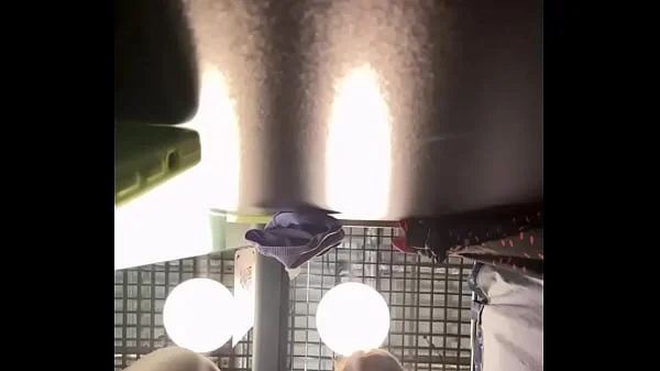 Public masturbate. Double penetrating in the changing room