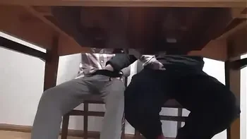We masturbate each other under the table during English class at the university - Girls fly orgasm