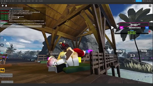 Femboy cat pegging bisexual female bunny in a Roblox Studio collab project