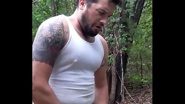 Huge cumshot outdoors