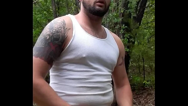 Huge cumshot outdoors