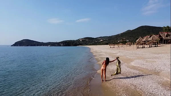 Drone exibitionism on Nudist beach