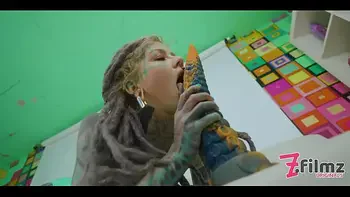 Extreme TATTOO dreadhead ANAL riding huge TOY