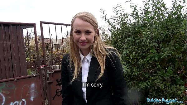 Public Agent Cute Blonde Russian babe fucked through tights at roadside