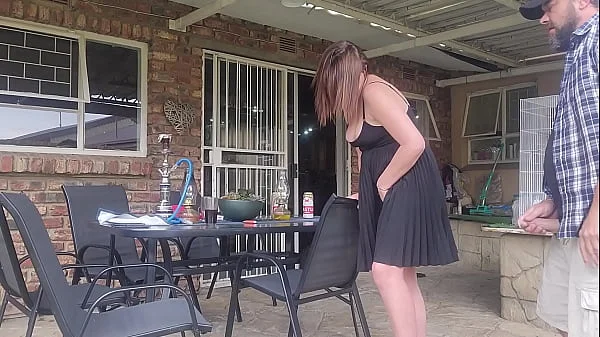 Neighbours wife outdoor upskirt fuck while he is at work