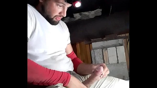 Huge cumshot long fat dick at work