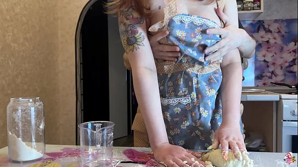 Instead of Cooking, Couple Had Rough Fuck and CUMcake In Kitchen (She really eats it)