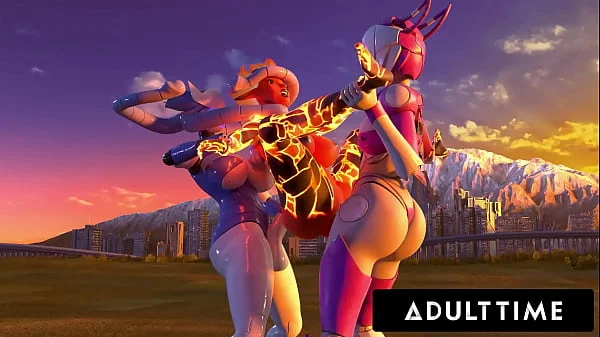 F.U.T.A. SENTAI SQUAD - Big Titty Futanari Femdoms Deliver FACIAL AND CREAMPIE With Big Dick Robots!