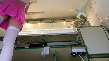 My sexy shop assistant didn't like the panties I gave her to work so she simply took it off!