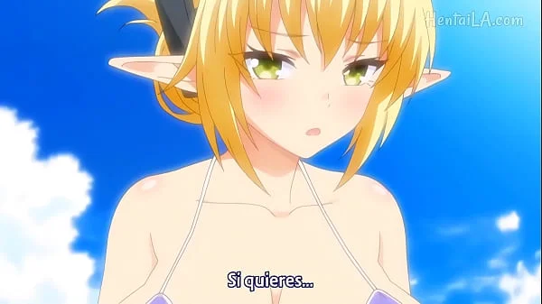 linda chica rubia en la playa hentai