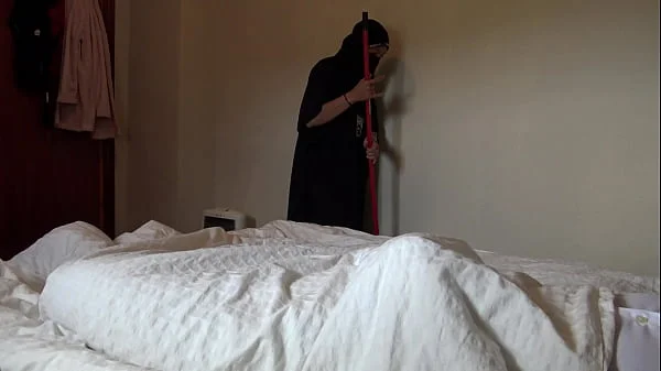 A Muslim maid is disturbed when she sees his big black French cock