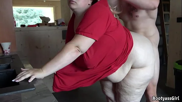 Horny husband fucked his chubby in the kitchen