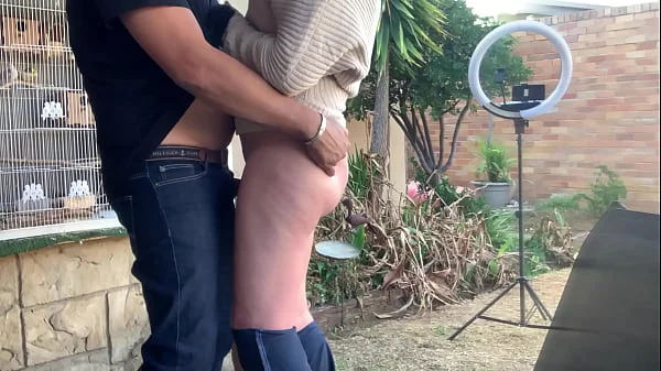 Fucking my friends wife on the patio ouside