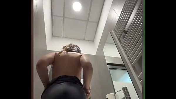 Creampie pussy. Squirting in public and fingering