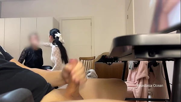 My stepmom and I caught my husband watching porn and masturbating.