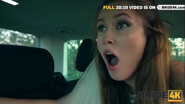 BRIDE4K. Horny bride ran away from the wedding and showed her natural tits to strangers in the field