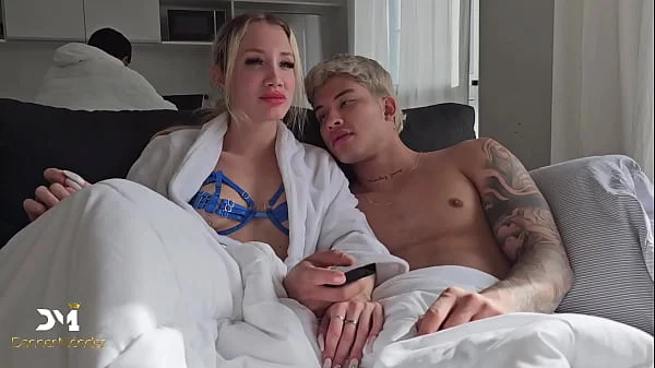 Stepsiblings secretly fuck their stepdad while watching TV - Danner Mendez