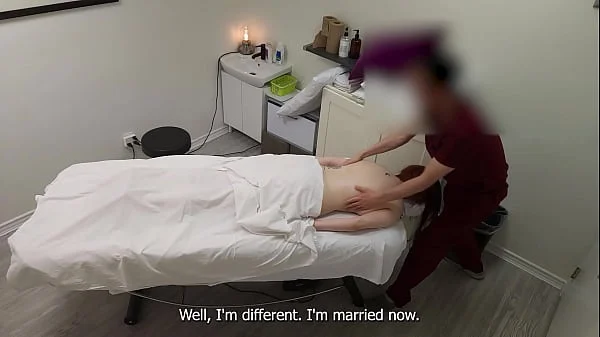 Hot redhead trophy wife came back just for a massage, she says, but we all know that it's not true!