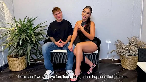 Interview with young fan of big cock by Colombian porn actress Daniela Andrea, her pink pussy was too much for him!