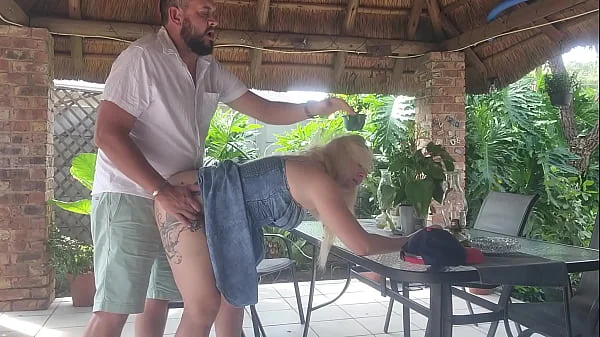 Creampie Fucking my best friends wife on the patio while he is at work