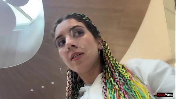 Crazy Cumwalk in Public Shopping Mall Blowjob in Public Toilet