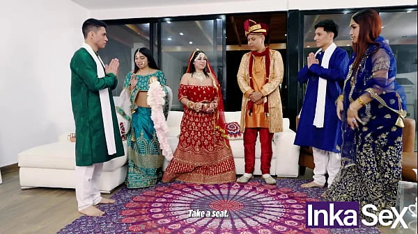 Chudai Boda hindú termina en orgia entre hermanastras y padrastros.