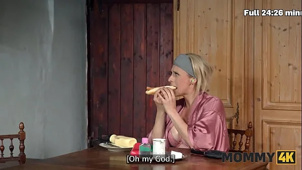 MOMMY4K. Naive girlfriend was waiting for a BF while he was fucking her Mommy at the kitchen