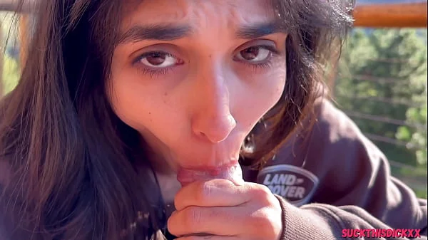 All Natural Teen Sucks Her Boyfriends Cock In The Woods & Swallows Cum