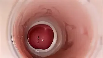 Camera inside deep pussy captures huge ejaculation of sperm