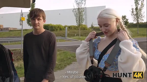 HUNT4K. Blonde babe was so sad so Hunter offered her fun and she loved to ride his big dick