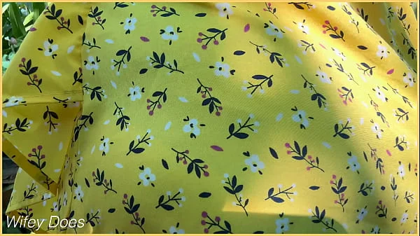 Wifey heads out in a cute summer dress braless and looks amazing with her blonde hair.