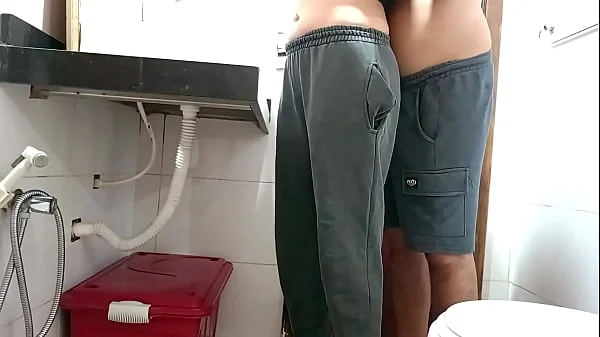 Maid is caught in the bathroom.